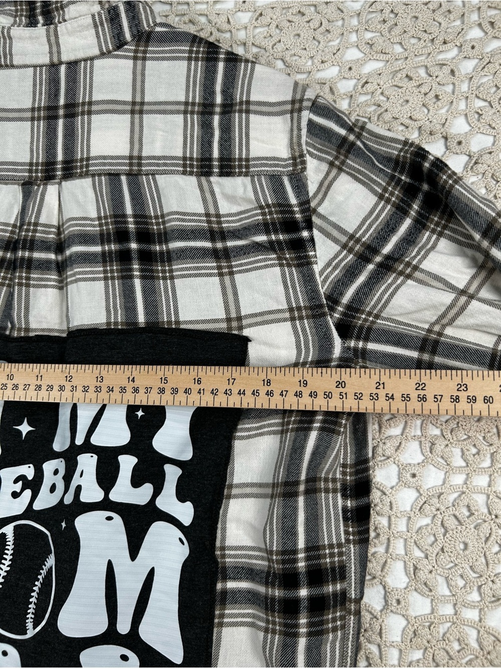 Upcycled Baseball Mom Flannel | Croft & Barrow | Size Medium 100% Cotton - Picture 4 of 11
